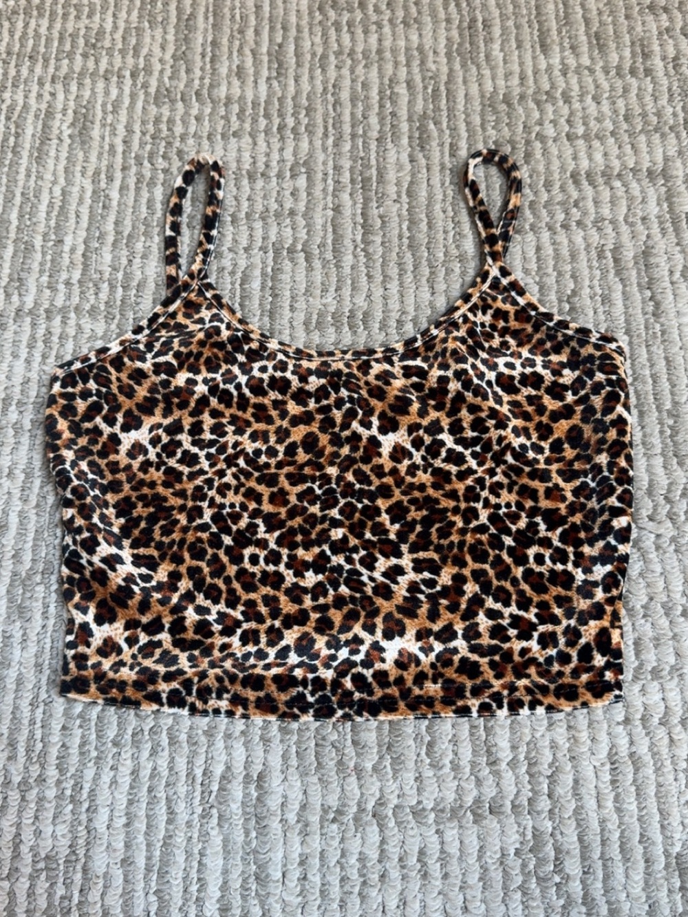 Leopard Print Cropped Tank Top - Brown